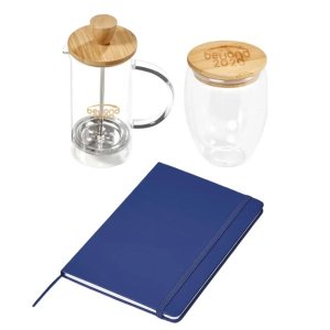 Beyond 2020 Glass/Bamboo Coffee &amp; A5 Notebook Combo