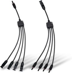 2Pcs 1 to 4 Solar Connector MC4 Y Branch Panel Cable Adapter Splitter M/F