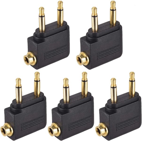 5PCS Airplane Headphone Adapter Dual 3.5mm Male to 3.5mm Female