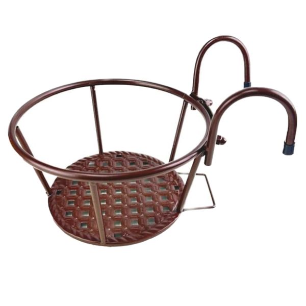 Garden Heavy Duty Brown Hanging Iron Pot Plant Basket Rack - 18cm