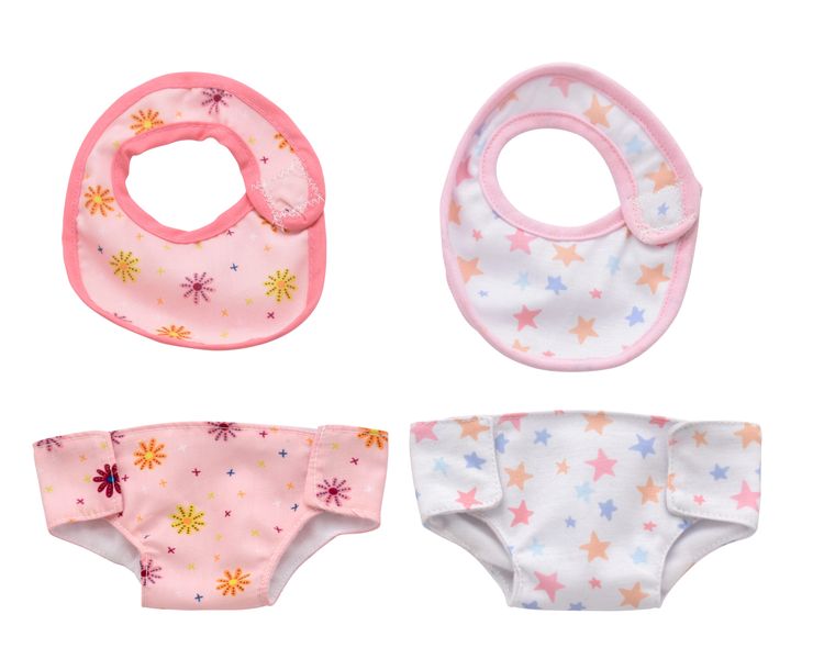 Bibs and Nappies for Dolls Playset - Imaginative Play, Pretend, 46cm Doll