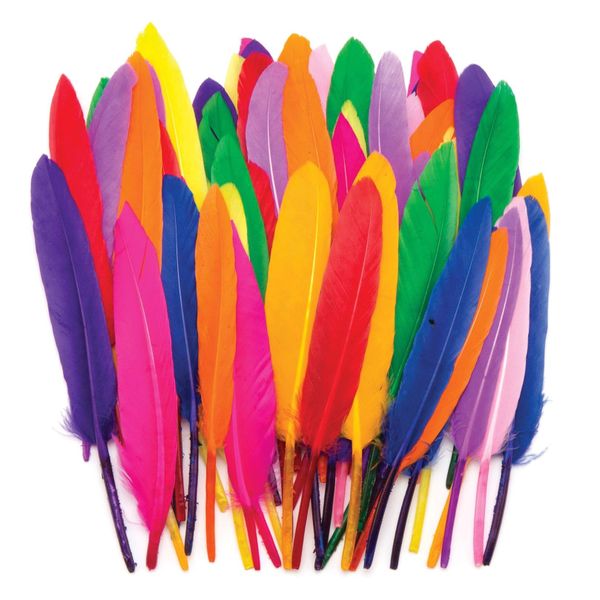 Arts &amp; Crafts Bright Colourful Goose Feathers - 14cm (120 Piece)