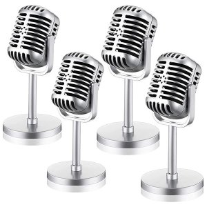 4Pcs Retro Microphone Props Model Vintage Microphone Antique Microphone To