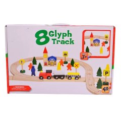 48 Piece Wooden Train Toy Set with Accessories - Multi-Color