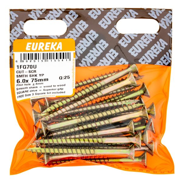 EUREKA Cut-Screw Smooth Shank 6 x 75mm Q:25 1FG70U