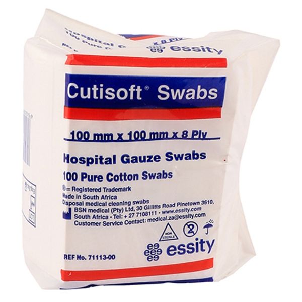 Gauze 100x100mm 8Ply Non Sterile Cutisoft 100's
