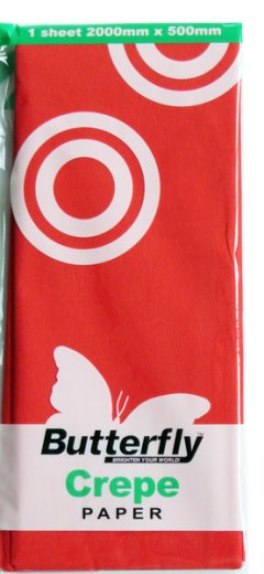 Butterfly Crepe Paper 1 Sheet - Red (Pack Of 12)