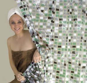 The Bathroom Shop - Shower Curtain Mosaic Pvc - Green
