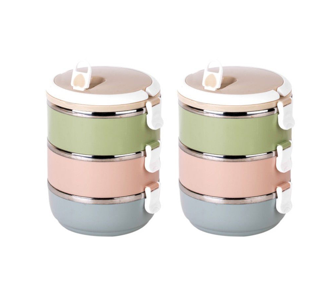 3 Layer Stainless Steel Lunch Box - 2 Pack