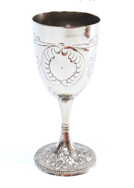 Decorative Embossed Wine Goblet- Silver Plated