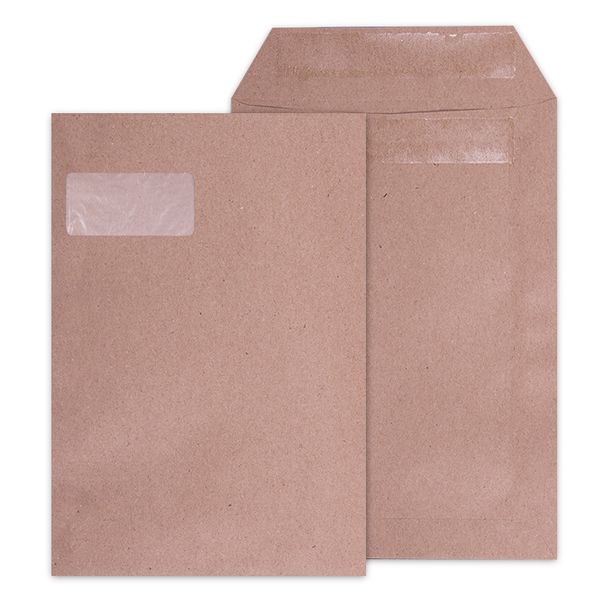 LEO C4 Manilla Self Seal with window - Open Short Side Envelopes - Box of 250