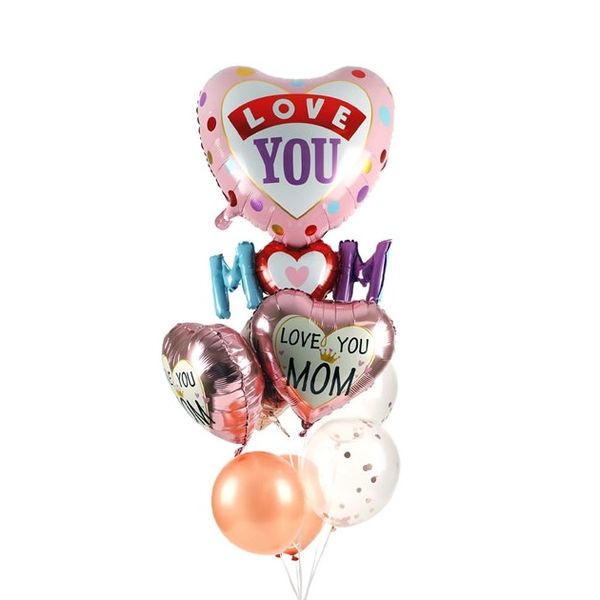 Love You Mom - Foil Balloon Bouquet - 9 Piece