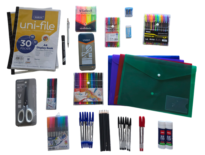 40-Piece School Stationery Set - Neutral Colors