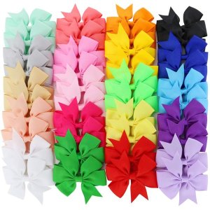 40 Pack 8.4cm Hair Bows For Baby Girls Alligator Clips Grosgrain Barrettes