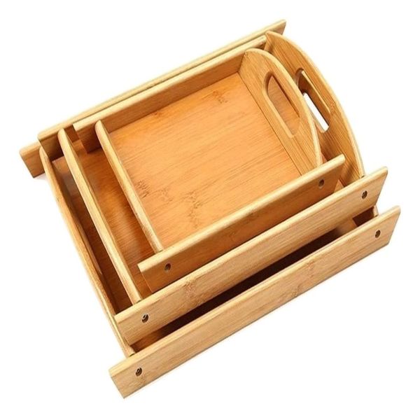 3 Piece Bamboo Tray Set