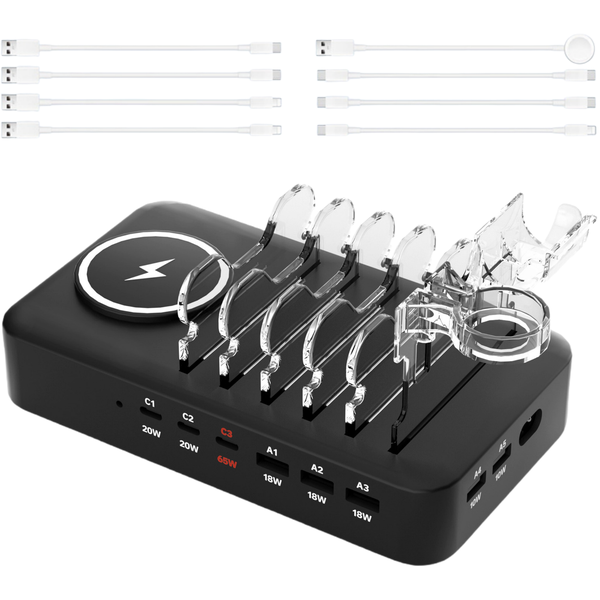 8 Port Docking Station Charging Station With USB-C Fast Charging Dock