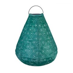 VONROC Luna Solar Lantern Cone with LED | Copper Green - Handmade