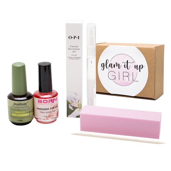 Glam It Up Girl/UV Gel Nail Polish Remover, Hardener, Buffer, Oil&amp;Stick Set