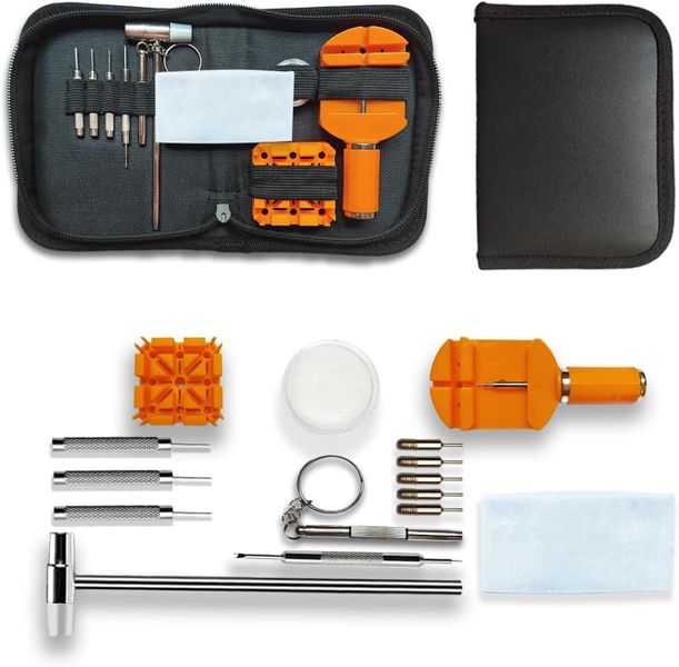 Professional Watch Repair Tool Kit with Black Storage Bag