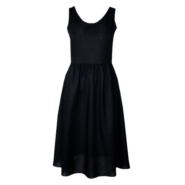 Nucleus Tea Garden Linen Party Dress in Black