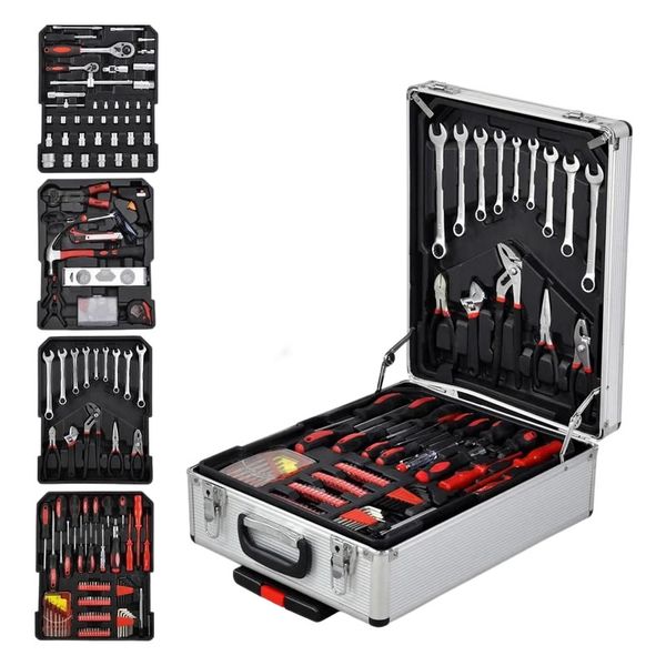 182 Piece Hand Toolbox Kit Set With Aluminum Trolley Case LPD-10036