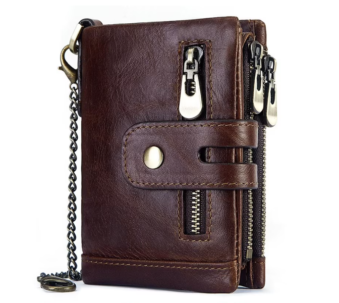 Leather Wallet and Zipper Coin Pocket Bifold Purse with 16 Credit Card