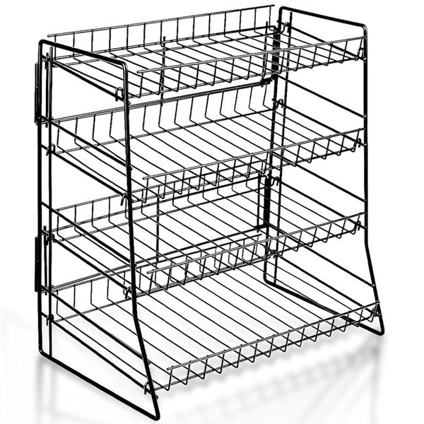 4 Tier Display Rack, Metal Snack Rack Display Stand , Countertop Organiser