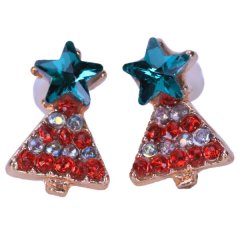 1 Pair Fashion Lovely Crystal Christmas Tree Ear Clip Earring For Women's G