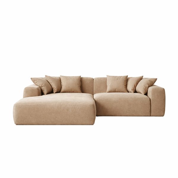 Furnity - Bella Velvet Corner Sofa with Daybed - Left Hand