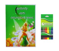 Tinkerbell Activity and Colouring Book A5 plus 6 Wax Crayons - Set of 5