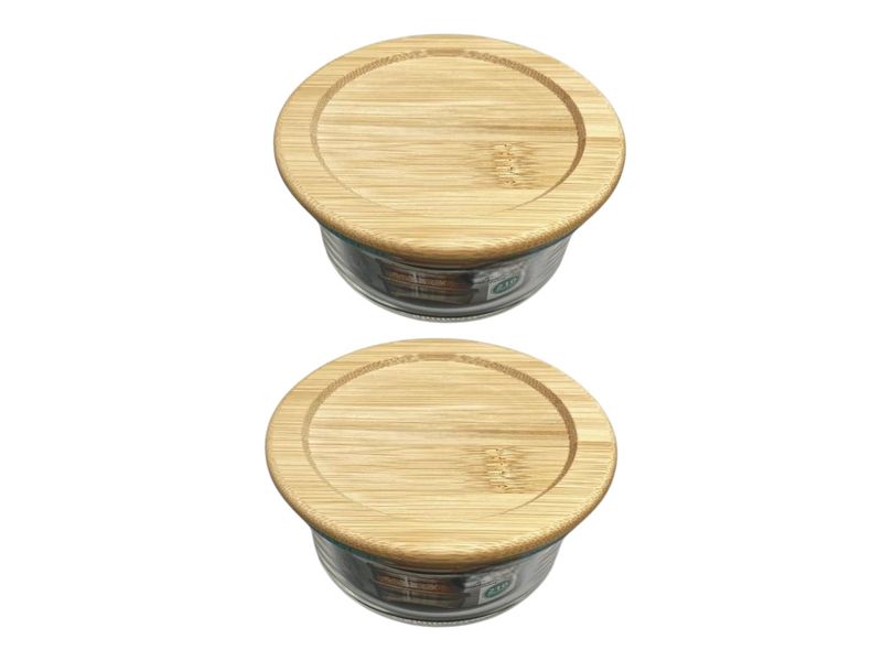 210ml Glass Storage Bowl with Bamboo Lid - Set of 2
