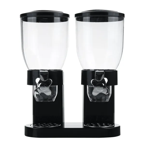 Double Cup Dry Food Dispenser Transparent Body for Cereal Grains rice