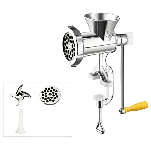Medium Manual Meat Grinder &amp; Sausage Maker - Aluminum Alloy Kitchen Mincer
