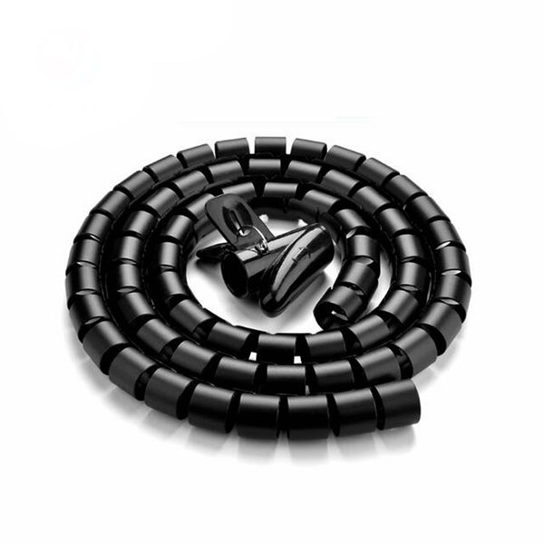 1m Spiral Binding Cable Tidy Kit - Black - 3 pack