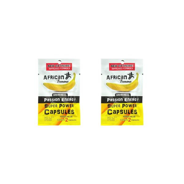 2 Pack African Banana Passion Energy Capsules - Herbal Vitality Support