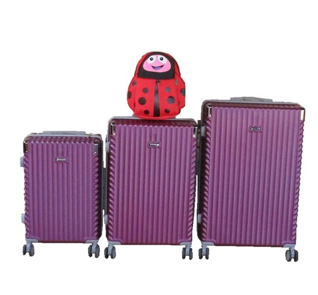 3-Piece Purple Luggage Set with Spinner Wheels + Ladybug Kids Backpack