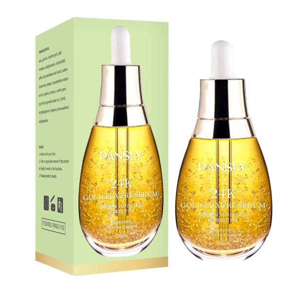 Pansly 24K Gold Luxury Serum, 99.9% Pure Gold with Rosehip Oil
