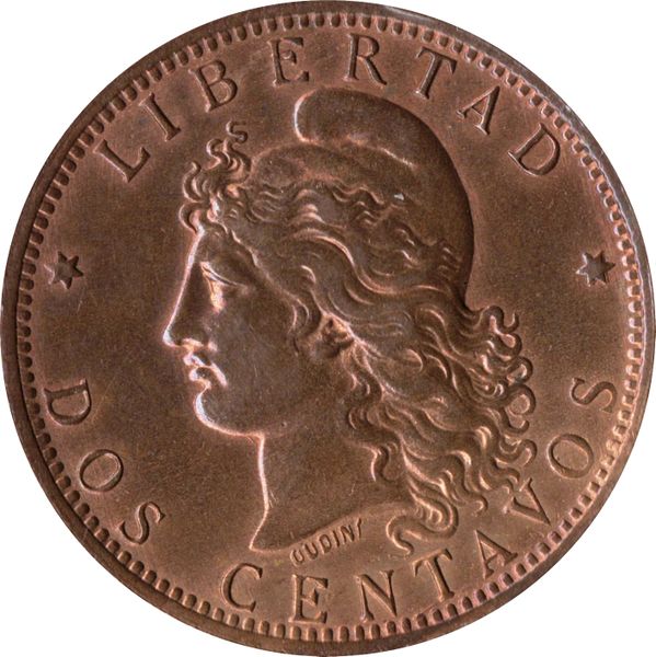 1891 Argentina Ancient 2 Centavos Coin Rare Coin 1891