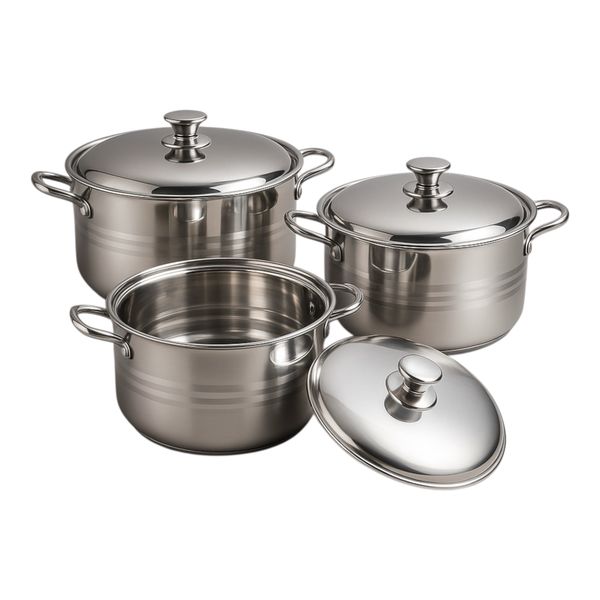Stock Pot Set 6-piece Stainless steel 6.8/8.6/10.5L Rolux