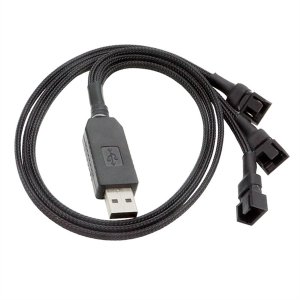 12V USB Fan Power Adapter Cable 1 to 3 Step-Up for 4-Pin PC Cooling Fans