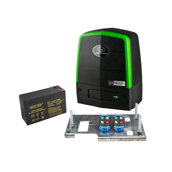 Centurion - D4 Smart+ Gate Motor &amp; Remotes, Baseplate, Securi-Prod Battery