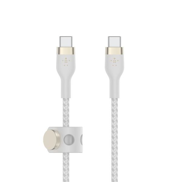 Belkin BoostCharge PRO Flex USB-C to USB-C Braided Silicone Cable, 1M, White
