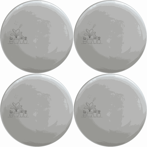 Warm Terracotta Pots Leafy Plants Dinner Plate Set of 4 - Range 1