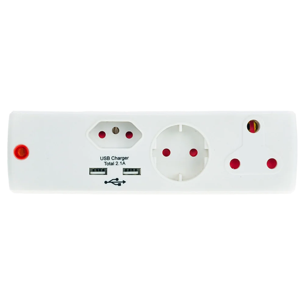 Electric Adap 1X16A 1X5A 1Xsch 2Xusb - 4 Pack