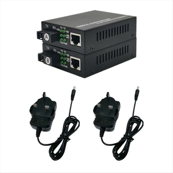 1 Pair Gigabit Fiber Transceiver 20Km Sc Single Mode Eu Plug