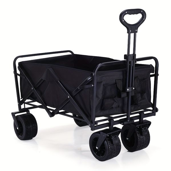 A foldable Multi-Functional Outdoor Handcart with Swivel Wheels