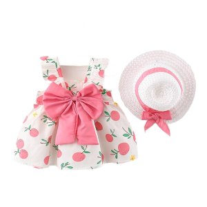 Sweet Cherry Princess Toddler Sundress &amp; Hat Set