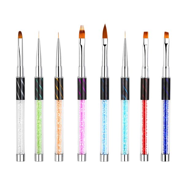 Professional UV Gel 3D Nail Brush Set - Pack of 8