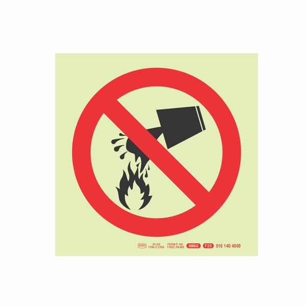 Parrot Products Photoluminescent Safety Sign 190mm - F25 Water Prohibited