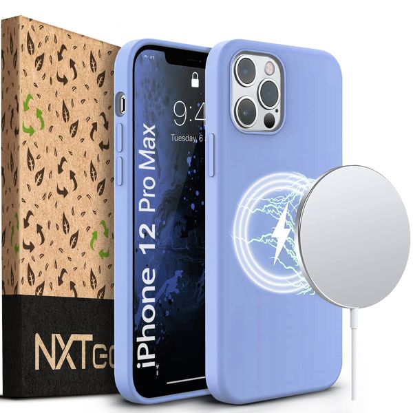 NXTech iPhone 12 Pro Max MagSafe Premium Silicone Case - Blue/Purple/Pink